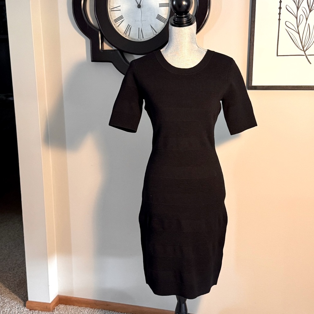 Kate Spade Ribbed Black Knit Sheath Dress - S